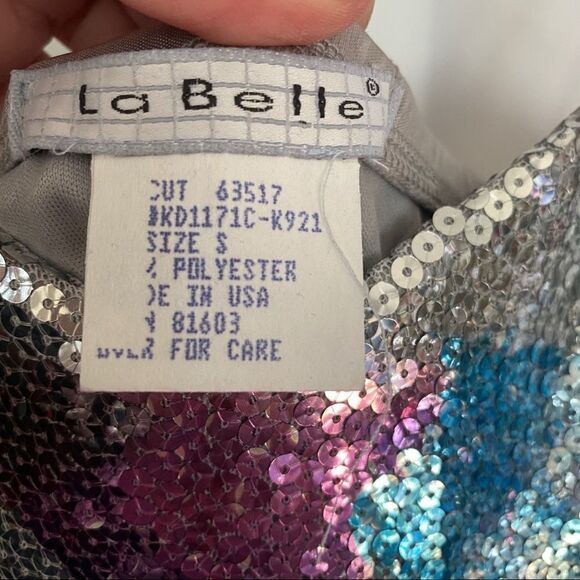 LA BELLE Womens Multicolored Silky Sequin Formal - Picture 3 of 11